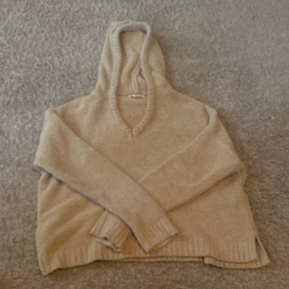 Cloud Chaser Tan V-Neck Sweater Relaxed Fit